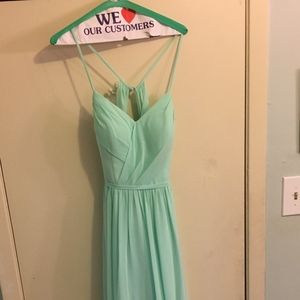 Mint Green Azazie floor length bridesmaid dress
